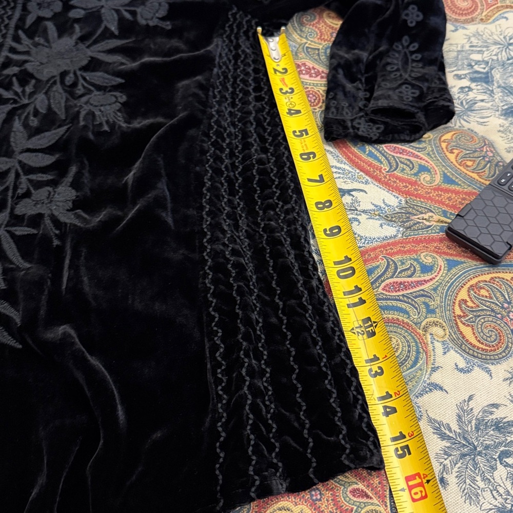 Johnny Was Womens Velvet Silk-Blend Tunic, black size tags removed Size S - Picture 5 of 6